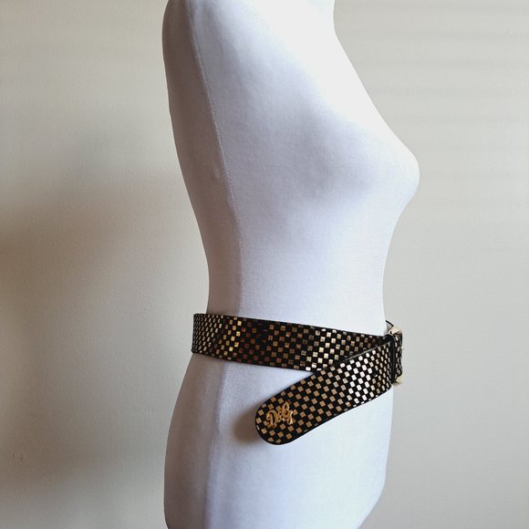 D&G Italian Black Gold Leather Belt 80cm / 32 in main image 7